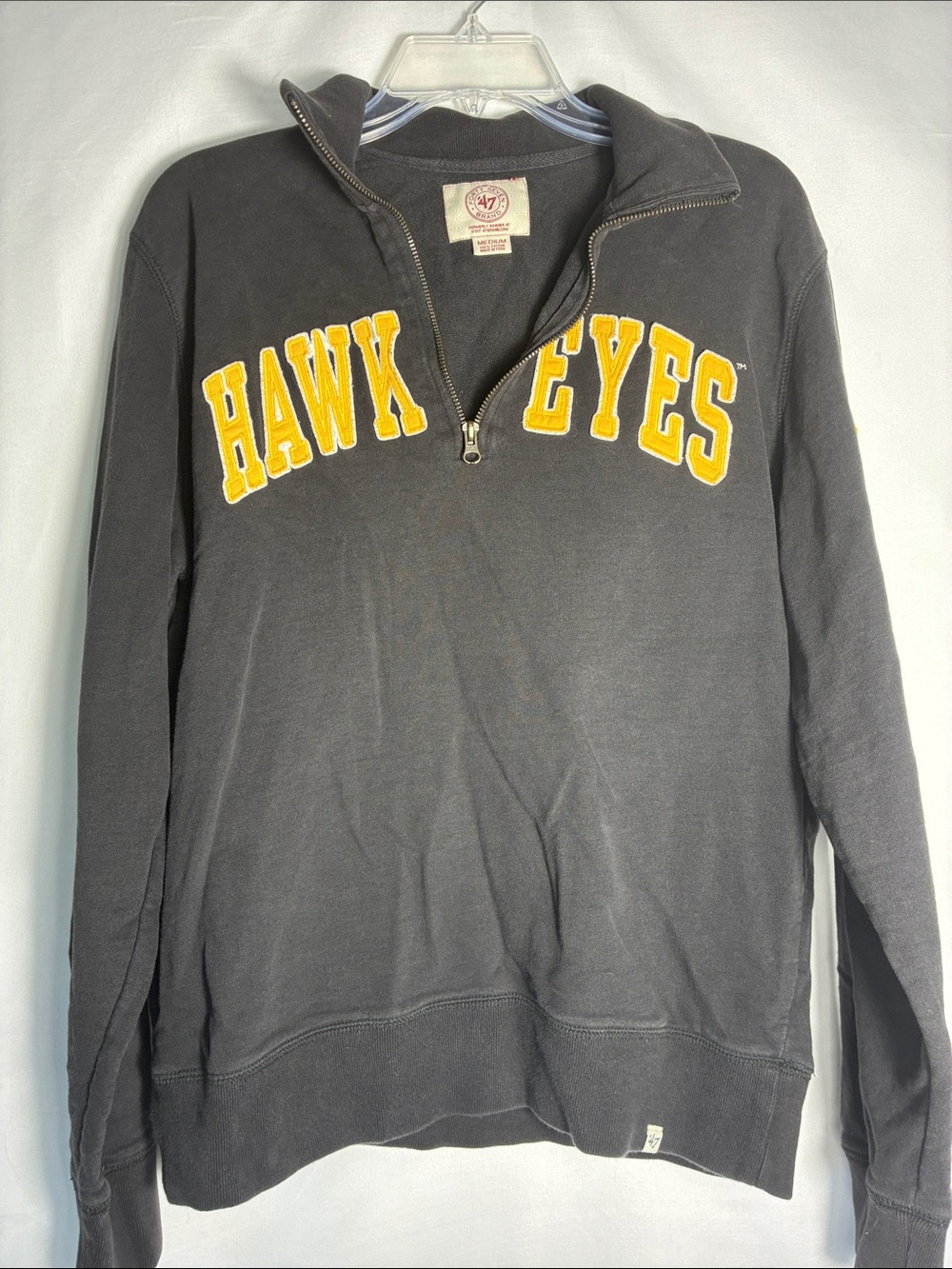 Vintage Style Iowa Hawkeyes 1/4 Zip Pullover Medium Gray '47 Brand
